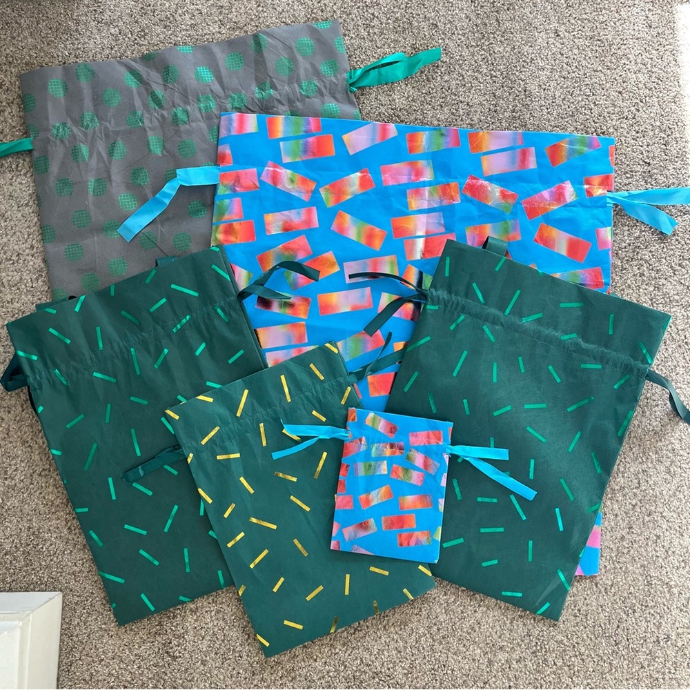 6 Drawstring Bow Tie Gift Bag Sacks